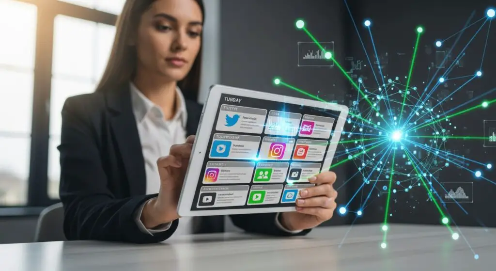 a-social-media-manager-looking-at-a-tablet-display