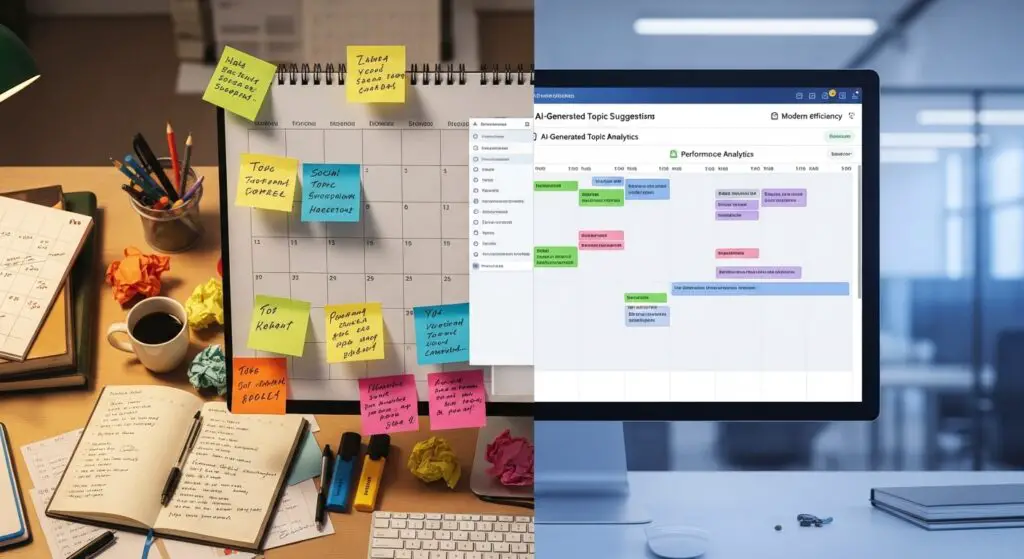 split-image-one-side-shows-a-messy-desk-with-paper