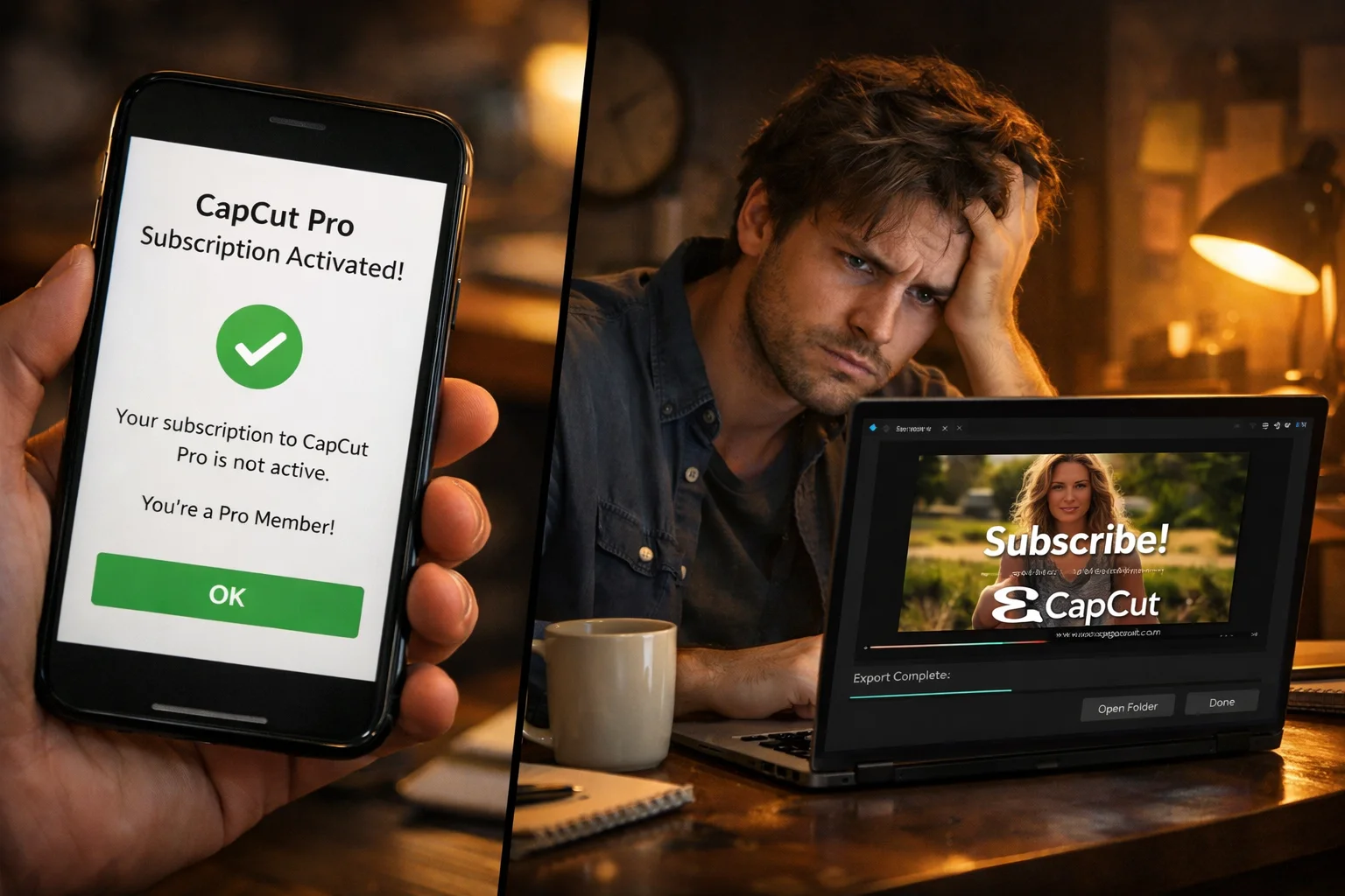 Content creator frustrated by CapCut watermark still appearing after paying for Pro subscription