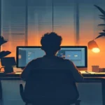 Illustration of an anonymous AI tools reviewer working at a laptop