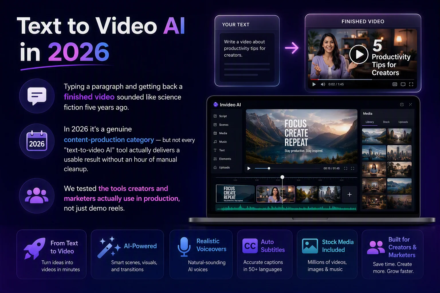 text to video ai — InVideo AI interface screenshot